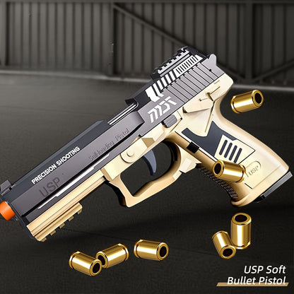 USP Soft Bullet Toy Gun Pistol with Shell Ejecting – Continuous Rapid-Fire Foam Blaster for Boys & Girls, Outdoor Shooting Game, Halloween Thanksgiving Christmas Birthday Gift for Kids Ages 6+