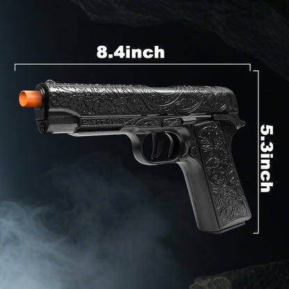Cool Toy Gun with 120 Soft Bullet Shells & Ejecting Shells System - Semi-Automatic Rapid-Fire Pistol Suitable for Boys, 2 Magazines & 12 Shells/Bullets for Indoor/Outdoor Shooting Games, Birthday Gifts for (Fake Gun for Role Play)