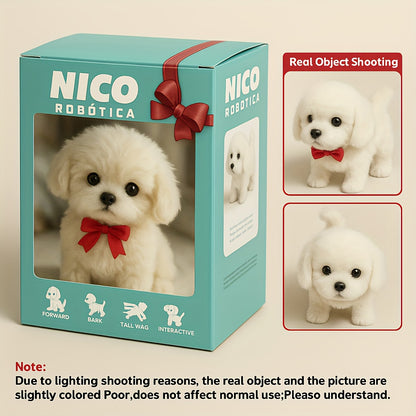 Gift Box Packaging Interactive Robotic Plush White Labrador Puppy Toy Walks, Barks, Wags Tail Realistic Electronic Pet Dog, Perfect for Kids Birthday, Christmas, Holiday Surprise,