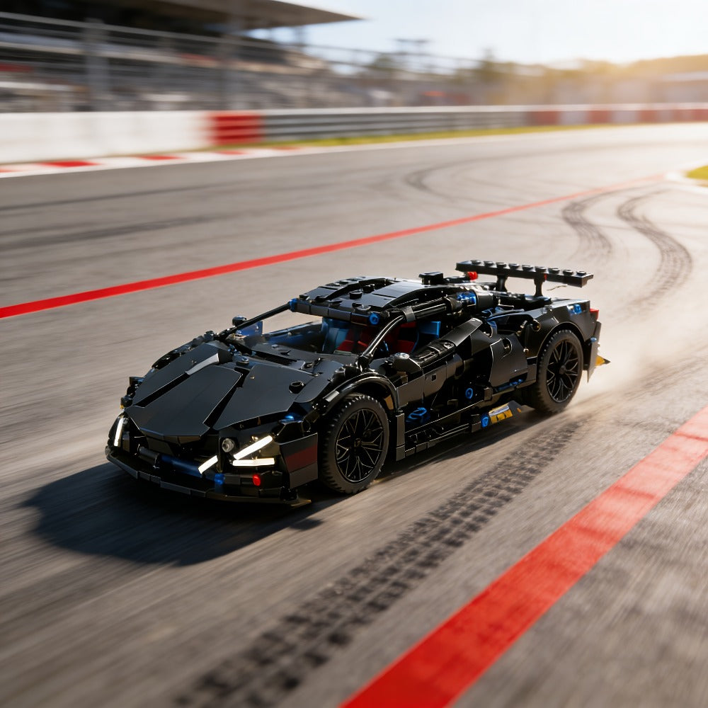 Black Supercar Building Blocks Set 1288 Pcs Limited Edition – Openable Hood & Trunk Functional Headlights Realistic Engine, Advanced Assembly Model Kit for Adults & Teens, Birthday Christmas Gift