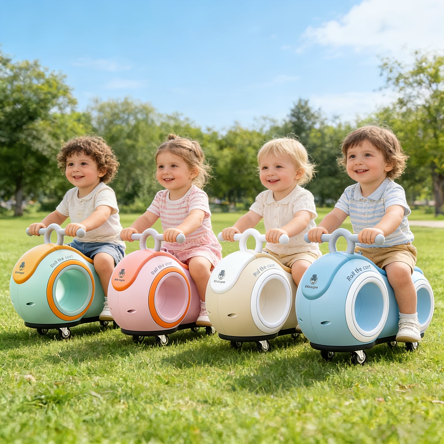 [Perfect Gift] Anti-Rollover 4-Wheel Toddler Balance Bike With Lights And Music, 220 Lbs Load, For Kids 1+. Great For Camping And Family Outings, Perfect Gift For Independence Day, Summer Party, Birthday And Back To School