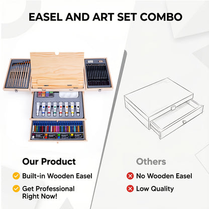 Professional Wooden Tabletop Art Easel for Painting, 85 Pieces Starter Acrylic Paint Set with Acrylic Paints, Sketch Pads, Brushes and Palette for Adults, Beginners, Professional, Arts, Crafts & Sewing, Painting, Drawing & Art Supplies
