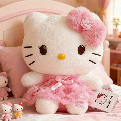 (Authorised) 1pc Sanrio Kawaii Hello Kitty Pink Rose Dress Bow Plush Toy Soft And Cute Suitable for Birthday Gifts Christmas Gifts And Other Holiday Surprise Gifts