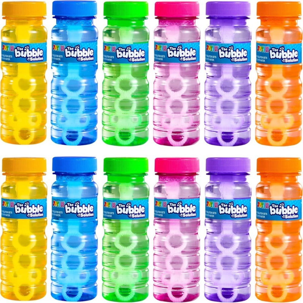 Bubble Bottles with Wands Party Favors 6, 12 or 24 Pack – 4oz Bubble Solution for Kids Ages 3+, Birthday Party Supplies, Outdoor Summer Toys & Wedding Favors
