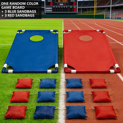 Portable Bean Bag Toss Game Set – 2 Foldable Boards & 12 Bean Bags, Outdoor Party Backyard Camping Game for Kids & Adults | Red & Blue | No Battery Required