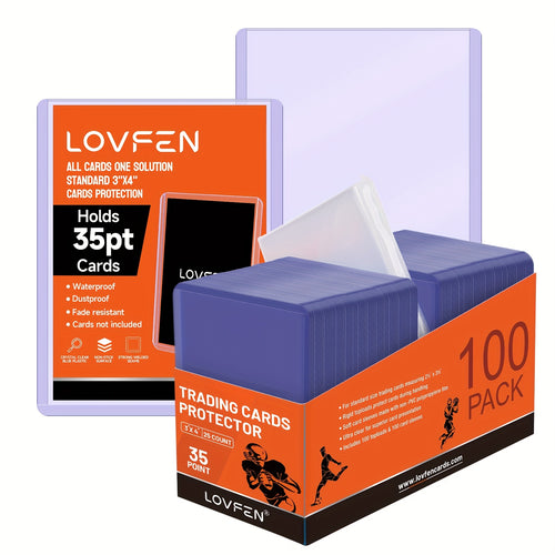 200CT LOVFEN Hard Plastic Top-Load Card Sleeves Suitable for Cards - Heavy-Duty Baseball & Football Trading Card Protectors, 3"x4" (100 Top Loads + 100 Soft Sleeves) - Ideal for Card Collectors, Gift for Hobbyists