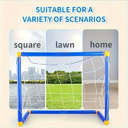 Kids Soccer Goal Set 2 Balls 2 Goals Portable Easy-Assemble Youth Soccer Football Set Indoor Outdoor Backyard Family Game Birthday Christmas Gift Boys Girls Ages 3+