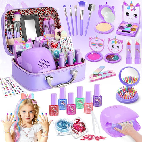 Children's Makeup Sets, Washable, Sets, Nail Art Sets, Princess Toys And Birthday Gifts, Suitable for Girls Aged 3 And Up, Are The Perfect Choice for Valentine's Day, Christmas And Back-to-school Gifts.