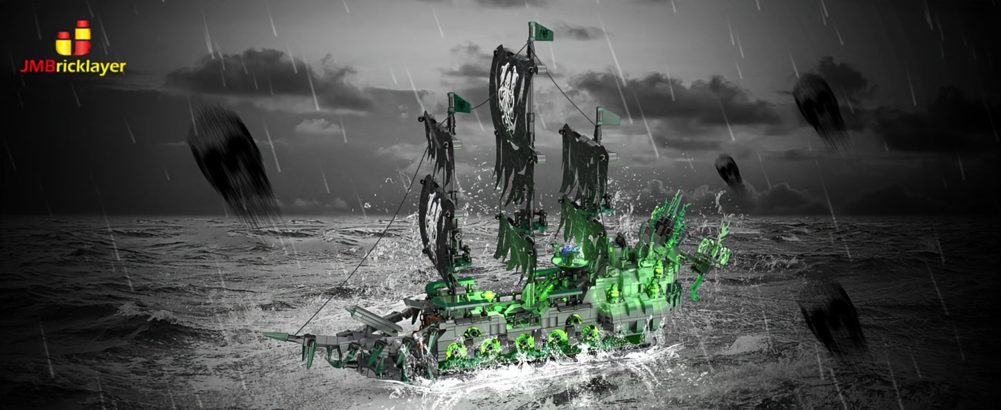 Flying Dutchman Pirate Ship Building Blocks Ghost Ship Model 40001 with LED Lights – Adult Teen Collector Construction Kit, Haunted Nautical Display Piece, Halloween Christmas Gift for Men Teens 14+