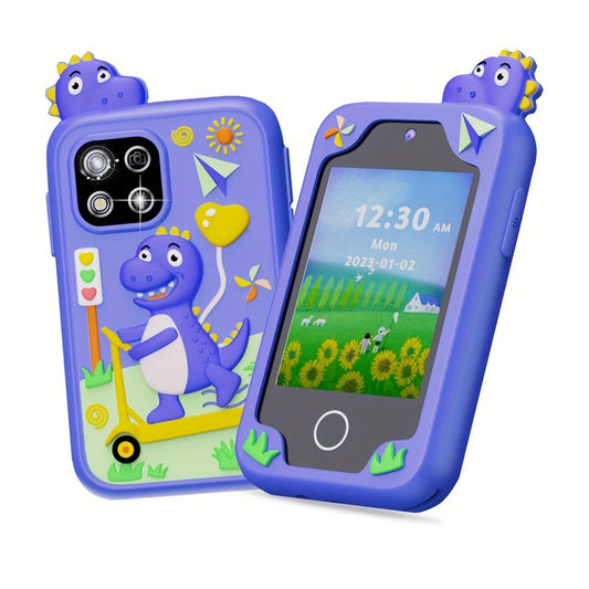 Fun Explorer Phone - 8GB HD Touchscreen Dual Camera Cell Phone With Dinosaur Design, Kids Toy Phone, Educational Travel Toy, Birthday Halloween Christmas Gift For Boys And Girls