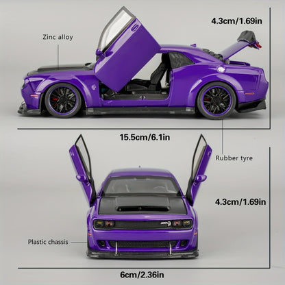 Dodge Hellcat Diecast Car Model 1:32 Scale Alloy Replica with Display Base | Openable Doors, Collectible Mini Vehicle | Birthday Christmas Gift for Car Lovers