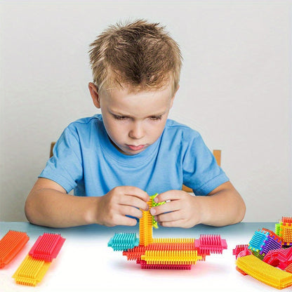 150pcs Hedgehog Building Blocks Tiles Set - Soft Interlocking Bristles Blocks Educational Learning Toys for Preschool Kids - Bristle Shape Building Blocks Toy for Children