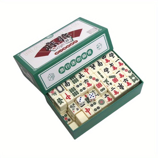 Mini Mahjong Set Portable Travel Size – Authentic Compact Mahjong Game for Family Fun, Logical Thinking & On-The-Go Entertainment, Great Gift for Adults Teens and Families