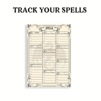 DnD 5e Character Sheet Set with Spell Tracker – A5 Player Journal for Dungeons & Dragons Campaigns, 10 Sets x 6 Unique Pages (60 Pages Total), Complete RPG Role Playing Game Accessory & Gift for Players & DMs