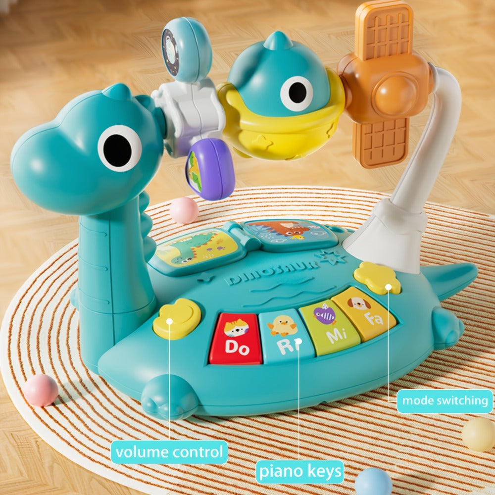 Dinosaur Piano Toy for Kids – Rotatable Smart Music Box with Space Theme, Mini Electronic Musical Instrument for Toddlers, Fun Learning Toy Gift for Boys & Girls