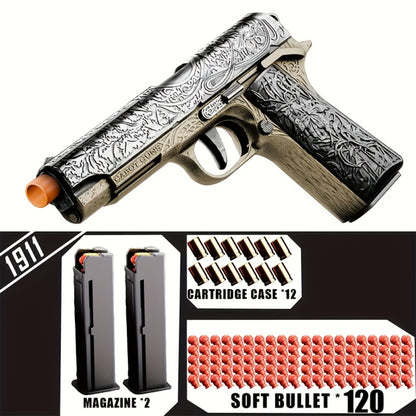 Soft Bullet Toy Gun Pistol with 120 Bullets 12 Shells & 2 Magazines – Hollow Hanging Foam Blaster for Kids Boys Girls Ages 6+, Outdoor Shooting Game Birthday Halloween Christmas Gift Pink or Khaki