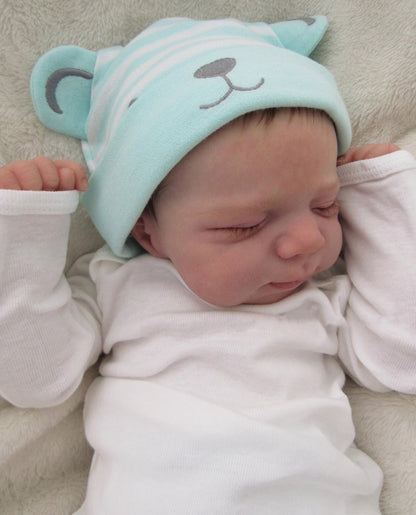 Sleeping Reborn Baby Doll 19 Inch Full Vinyl Body 3D-Painted Skin Visible Veins Implanted Eyelashes Bath-Safe – Lifelike Closed-Eye Newborn Girl with Outfit Pacifier Bottle, Gift for Kids Ages 3+