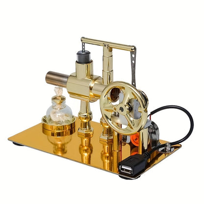 Stirling Engine Generator Kit - Single Cylinder, Stainless Steel Construction, Pneumatic Design Educational Physical Science Experiment Model for Learning and Invention Hobbyists