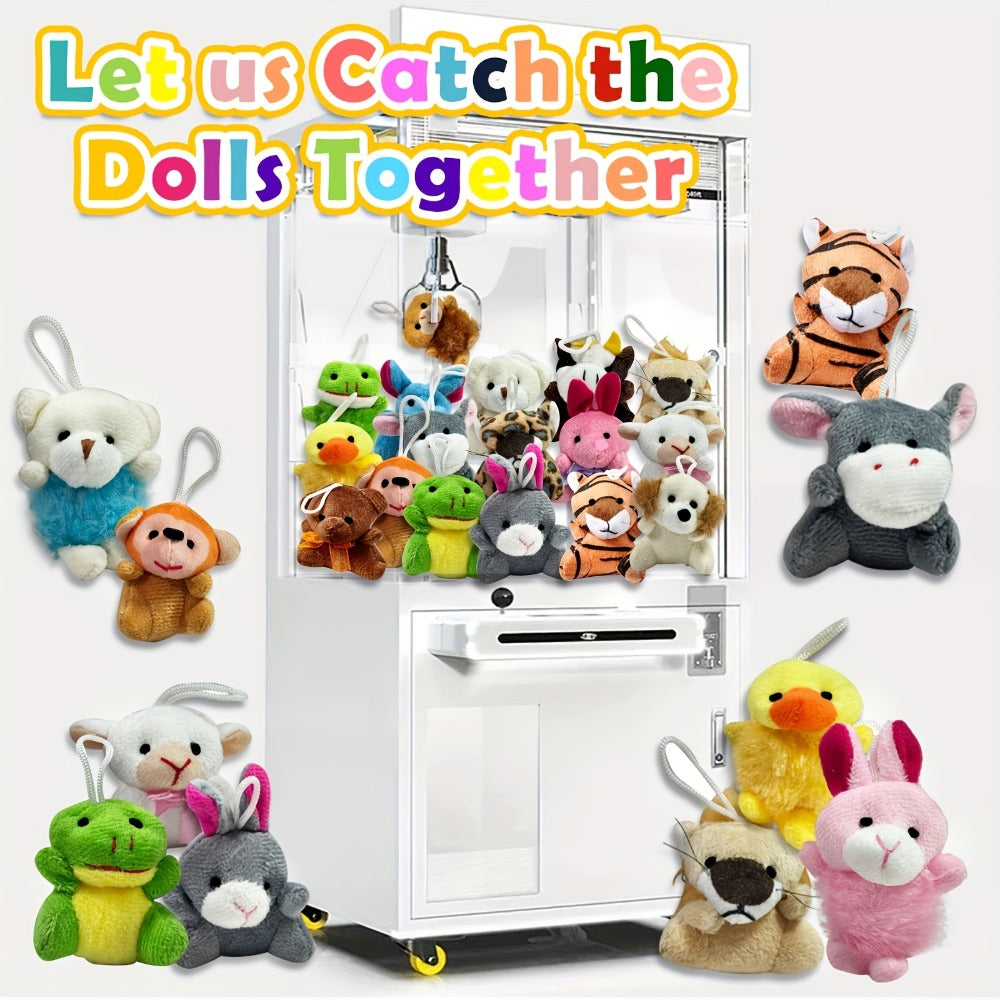 Bulk Mini Animal Plush Keychain Toy 24 Pack — Small Stuffed Animals Assorted Random Colors, Party Favors for Kids, Carnival Prizes, School Gifts, Goody Bag Fillers, Christmas Easter Halloween Valentine