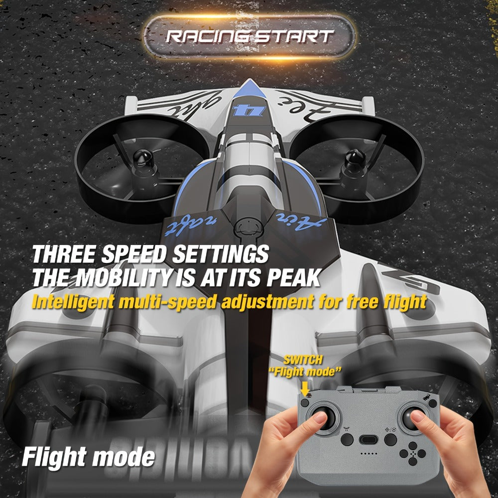 Mini Air & Land Drone Car with Collision Avoidance – 2-in-1 RC Quadcopter & Ground Vehicle for Kids Beginners, Stable Flight, USB Rechargeable, Safe Indoor Flying Toy Gift for Boys Girls