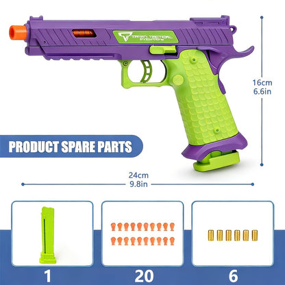 1pc/ 2pcs High Quality 2011 Battle Master Semi-automatic Soft Toy Gun, Including 1 Magazine, 6 Bullets, 20 Actual Combat Simulation Ammunition, Simulation Training Model, Safe ABS Plastic Material, Cartridge Case Discharge Design