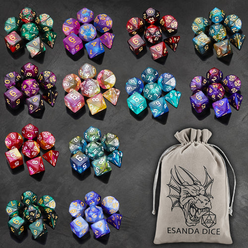 84pcs Starry Night Glitter Polyhedral Dice Set with Dice Pouch/Tray, for D&D RPG MTG Roleplaying Tabletop Game, Great Dice Collection/gift for Halloween& Christmas& Easter& Gaming