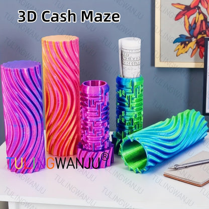 3D Cash Maze Gift Box Set of 6 – Puzzle Money Gift Box, 3D Printed Festive Present Container for Cash & Gift Cards, Fun Christmas Halloween Easter Birthday Gift Idea