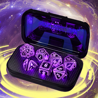 Light Up DND Dice Set with -Rechargeable Charging Case,LED DICE,D20, D12, D10, D100, D8, D6, D4 Polyhedral Dice for RPG Tabletop Games, Clear Numbers, Compatible with DND, Tabletop RPGs, Unique Dice, DND Props, Ideal Christmas, Halloween,Valentines