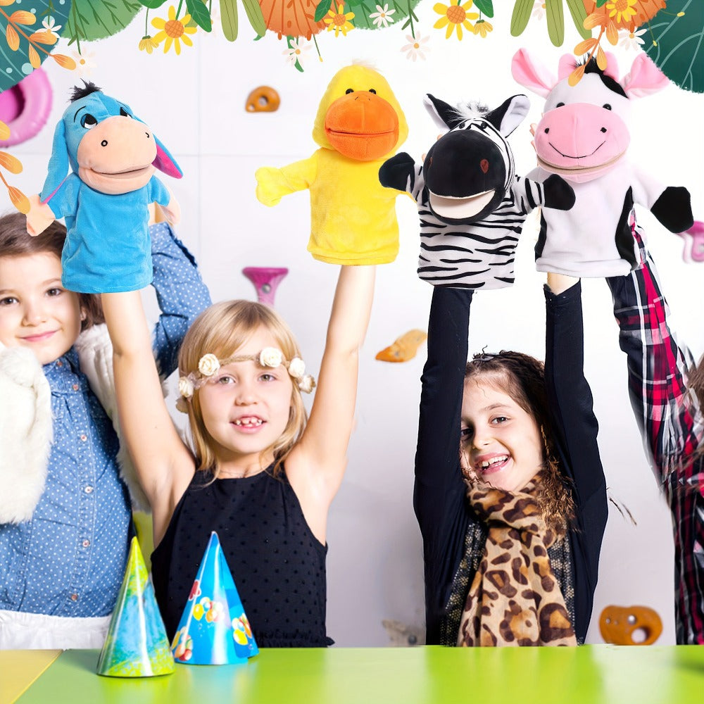 Collection of Four Hand Puppets, Perfect for Engaging Playtime, Ideal for Educational Purposes, Fosters Creativity And Joy, Great for Theatrical Performances, Birthday Presents, And Suitable for Nurseries And Classrooms