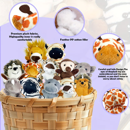 Forest Animal Plush Bulk Set 12 or 24 Pack – Mini Stuffed Animals for Animal Theme Party Favors, Classroom Treasure Box Prizes, Goodie Bag Fillers, Birthday Christmas Gifts for Kids