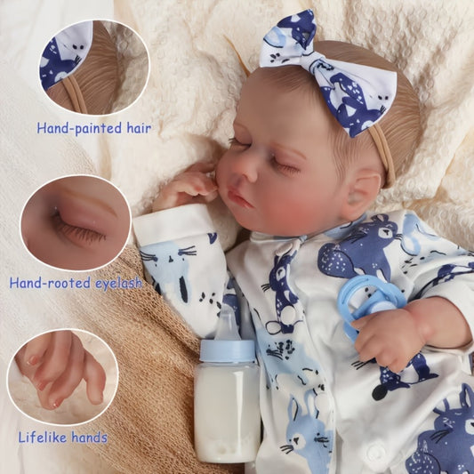 [Halloween Christmas Gift] Colorlizard Reborn Baby Dolls, Reborn Baby Dolls, Realistic Reborn Baby Dolls 18 Inches 45 Cm Baby Body Realistic Newborn Doll Lifelike Baby Doll Halloween Christmas Gift Suitable For Children Aged 3 And Above. (Doll Only/ No Ac