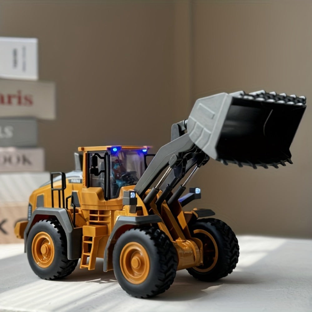 Alloy RC Construction Vehicle Toy for Kids – 2.4GHz Remote Control Excavator, Loader, Dump Truck with Alloy Metal Cap, Light & Sound, Rechargeable Battery, Boys Gift for Halloween Thanksgiving Christmas