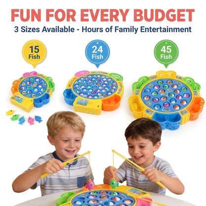 Building Blocks Set Electric Fishing Game Toy for Kids, Musical Rotating Fishing Board with Colorful Fish, Interactive Family Game, Educational Toy for Girls Ages 3+
