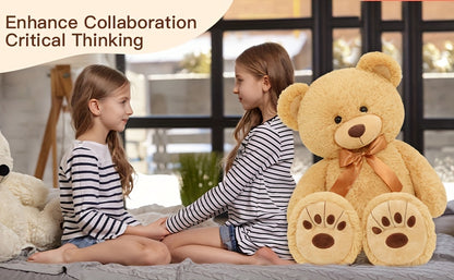 Giant Teddy Bear Brown For Girlfriend, XXL Soft Cuddly Big Bear Stuffed Animal Plush Toy Large, Valentines Teddy Gifts For Her Him Kids Girls Baby Shower Birthday Decorations