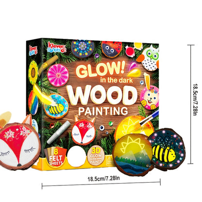[Christmas Gift] Wooden Painting Craft Kit for Kids, Glow In The Dark- Arts And Crafts for Kids Ages 6+, Wood Slices with Art Activity Supplies, Wood Crafts for Boys And Girls Birthday Christmas Gift, Easter Painting
