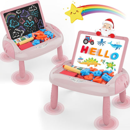 Magnetic Doodle Board Double Sided for Kids – Portable Foldable Drawing Writing Easel with Teaching Supplies Creative Toy Gift for Boys Girls Toddlers Ages 3+ Birthday Christmas