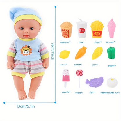 Baby Doll Set with Stroller 12 Realistic 11 Inch Baby Dolls + Doll Accessories – Pink or Purple Doll Car Included, Ultimate Nurturing Play Gift for Girls Kids Ages 3+ Holiday Birthday Christmas