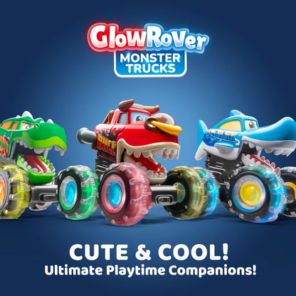 Monster Truck Toys for Toddlers 3-Pack LED Light Up Wheels Press and Go Animal Trucks Shark Bull Dinosaur, Glow in Dark Push Car Toy for Kids Ages 1-5, Birthday Easter Gift for Boys and Girls