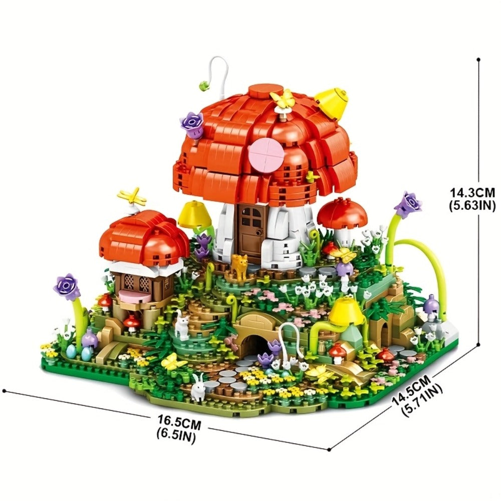 Fairy Mushroom House Building Blocks Set 2000+ Pcs – Mythical M-Shaped Miniature Architecture Model 663, Creative Desktop Decoration Display Kit for Adults & Teens, Birthday Gift for Fantasy Lovers