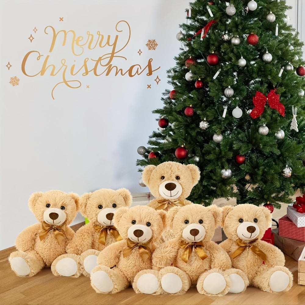 Mini Teddy Bear Set 6 Pack – Cute Small Stuffed Animal Plush Bears for Party Favors, Birthday Decorations, Gift Bags, Classroom Prizes, Kids Toddlers Girls Boys (Khaki)
