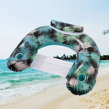 Premium Inflatable Pool Lounge Chair for Adults - Heavy Duty PVC Float with 2 Secure Cup Holders & Ergonomic Support, 2025 Leak-Proof Design, Inflatable Pool Accessorie, Inflatable Pool Toy, Inflatable For Pool, Floatie For Pool