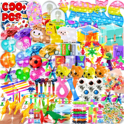 Party Favor Toys Bulk 600 Pieces – Mixed Color Fidget Toys & Novelty Prizes for Easter Egg Fillers, Goodie Bags, Classroom Rewards, Birthday Parties & Holiday Gifts