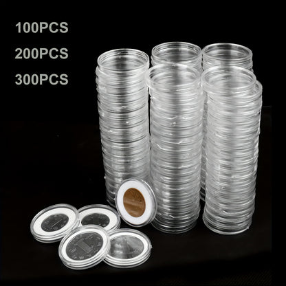 Clear Coin Capsules, Dollar Coin Holder, 100/200/300pcs Coin Holders For Collectors, Plastic Coin Case, Coin Protectors With Adjustable Gasket