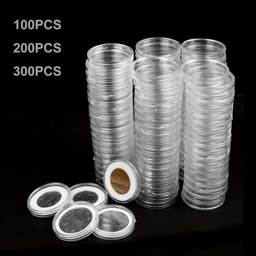 Clear Coin Capsules, Dollar Coin Holder, 100/200/300pcs Coin Holders For Collectors, Plastic Coin Case, Coin Protectors With Adjustable Gasket