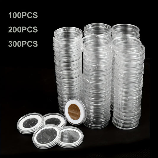 Clear Coin Capsules, Dollar Coin Holder, 100/200/300pcs Coin Holders For Collectors, Plastic Coin Case, Coin Protectors With Adjustable Gasket