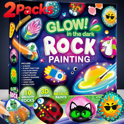 [Easter Birthday Gifts] Glow In The Dark Rock Painting Kit Toy For Kids, Craft Toys For Children, Arts And Crafts For Kids Ages 6+, Art Supplies Kids Toy, Creative Crafts Paint Kits, Cool Arts Crafts Toy For Boys And Girls, Perfect Easter Birthday Gifts