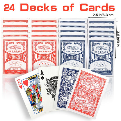 2026 World Cup Match Day Playing Cards - 24 Decks Of Premium Playing Cards, Standard Size (2.5" X 3.5"), Durable Coated Cardstock In Blue & Red, Car Design For Family Games, Parties, And Christmas Fun, Christmas Card Game For All Football Fans, Fan Gear