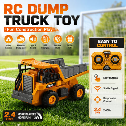 9 Channels Remote Control Loader, 2.4Ghz RC Construction Vehicle Truck with Alloy Metal Cap, Light & Sound, Rechargeable Battery, Ideal Gift for Halloween Thanksgiving Christmas