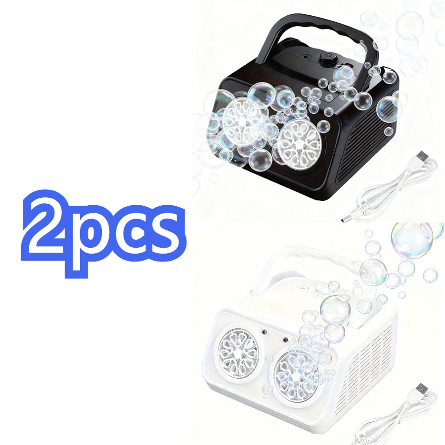 [Double Fan Bubble Machine] 1/ 2 Sets - Party Essential, Atmosphere Bubble Machine, Indoor and Outdoor Children's Toys, Wedding, Birthday, Halloween and Christmas Gifts (excluding Batteries and Foam Liquid), Activities and Entertainment