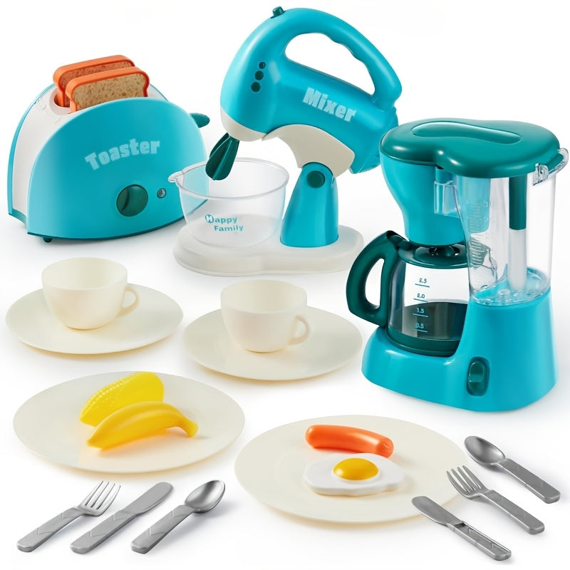 1 Set Kids Play Kitchen Toys with Realistic Coffee Maker, Mixer & Toaster Suitable for Pretend Play, Role-Playing Games, Birthday Gifts for &, for Ages 3+ with Appliance Toys (No Revision to Original Specs)